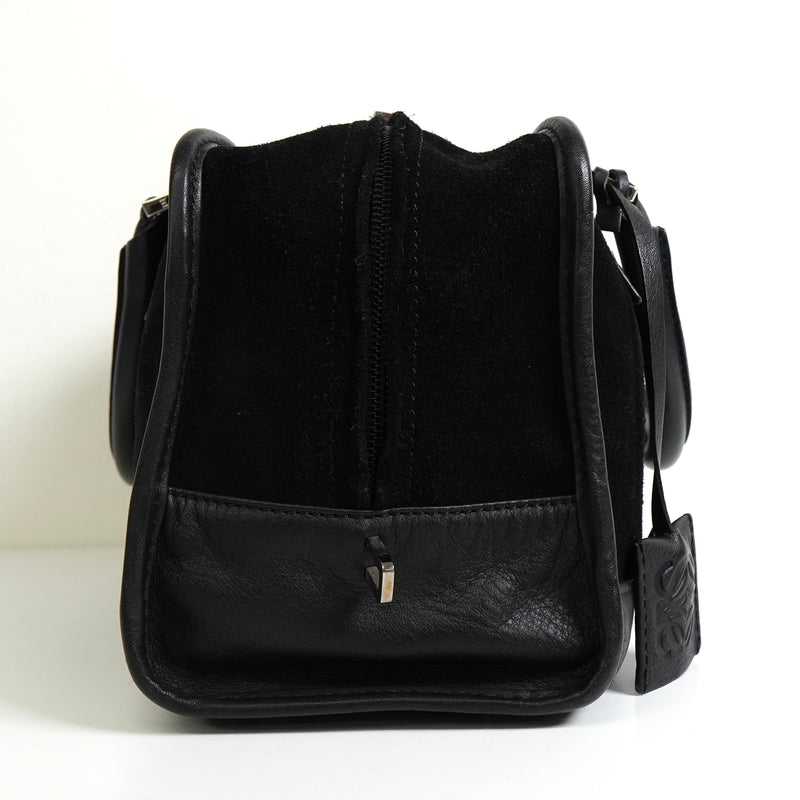 ロエベ アマソナ28 スエード / レザー ハンドバッグ ブラック