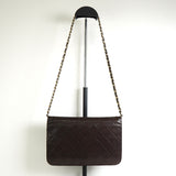 シャネル ココマーク マトラッセ ラムスキン チェーン ショルダーバッグ ブラウン 0番台7桁