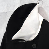 ジルサンダー レザー切り替え 変形 前立て ウールコート レディース ブラック / ホワイト