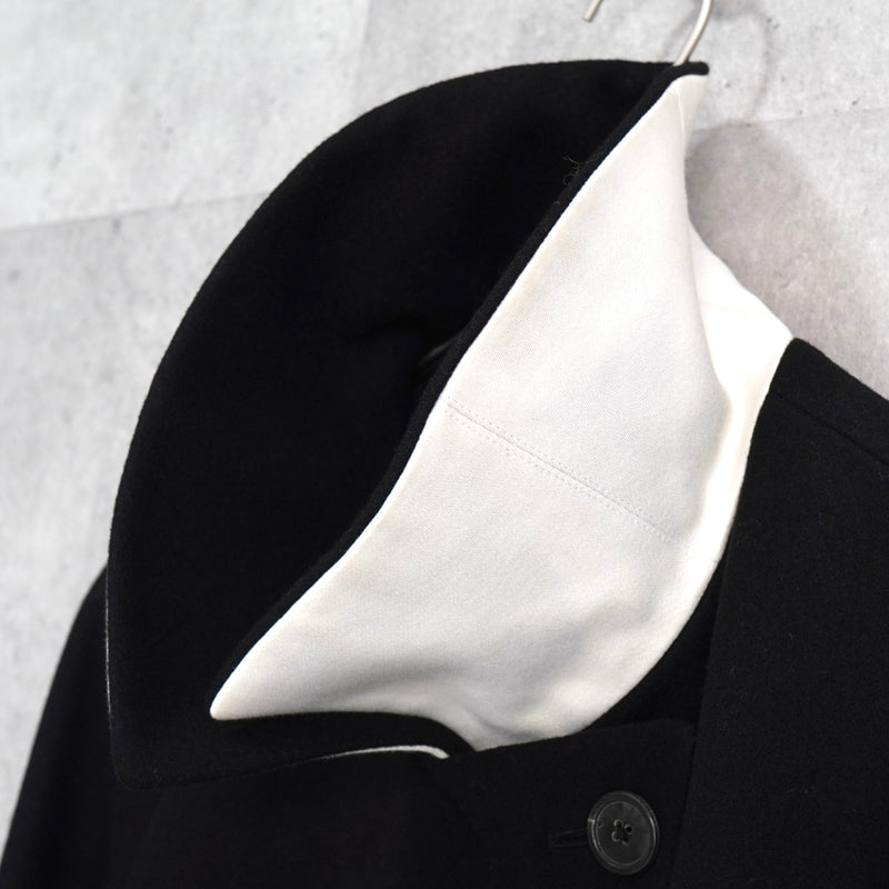 ジルサンダー レザー切り替え 変形 前立て ウールコート レディース ブラック / ホワイト