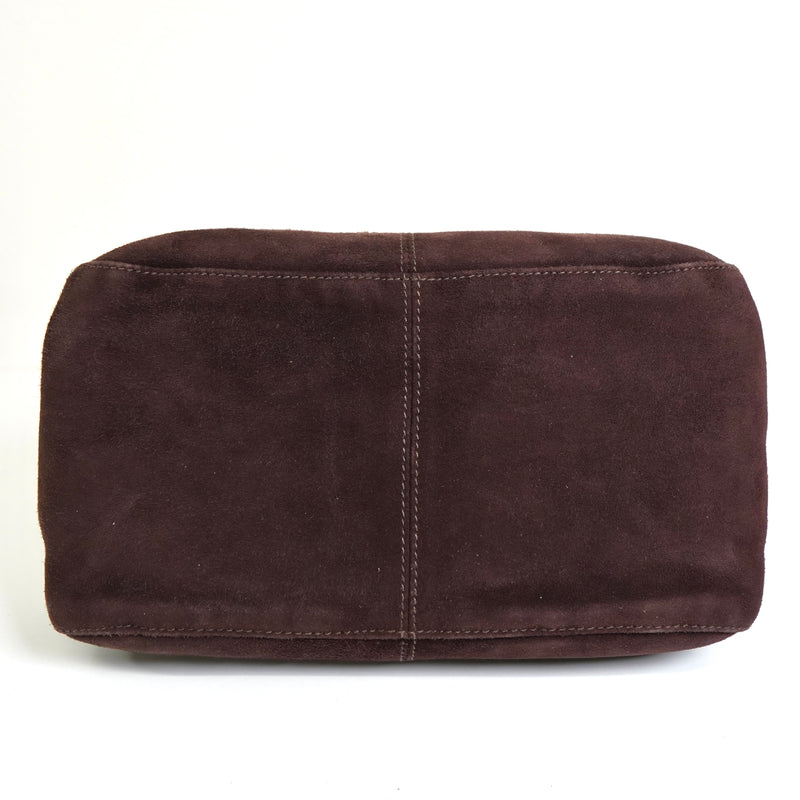 フェンディ マンマバケット スエード / レザー ワンショルダーバッグ ブラウン