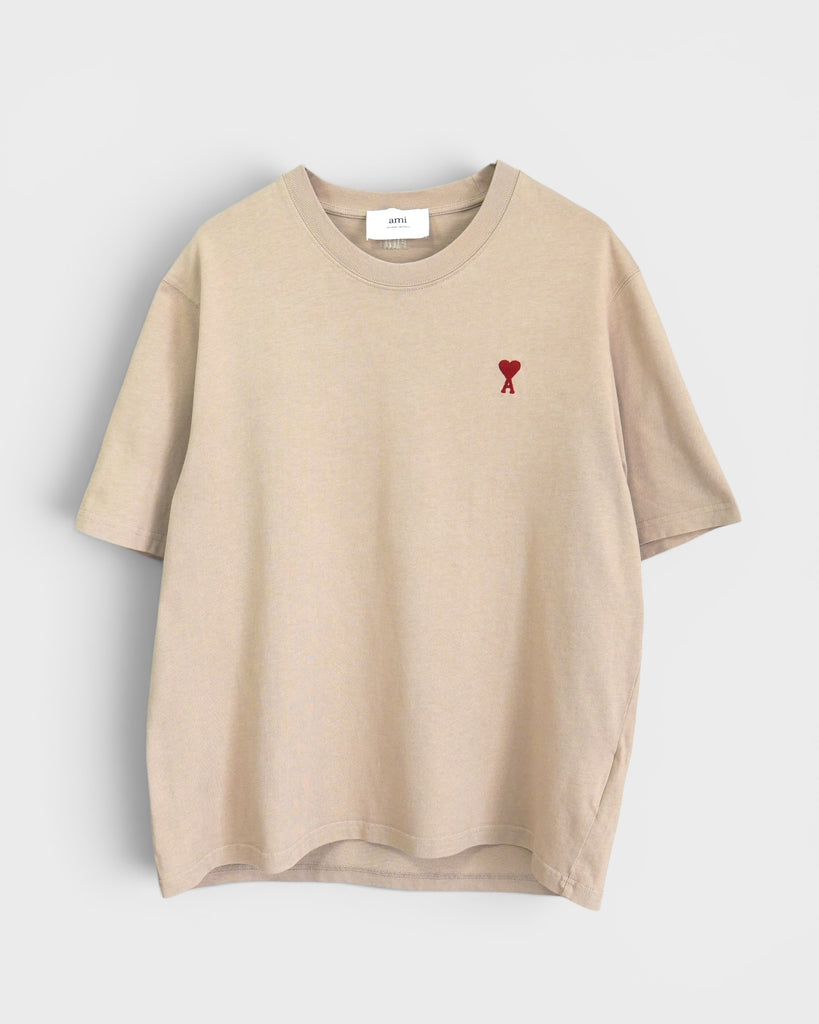 アミパリ アミ パリス ハートロゴ Tシャツ ベージュ S メンズ レディース