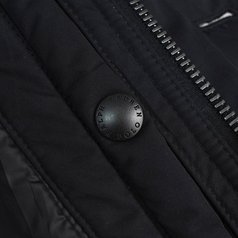 ポロ バイ ラルフローレン レザー切り替え フーデッド 中綿ジャケット コート ブラック