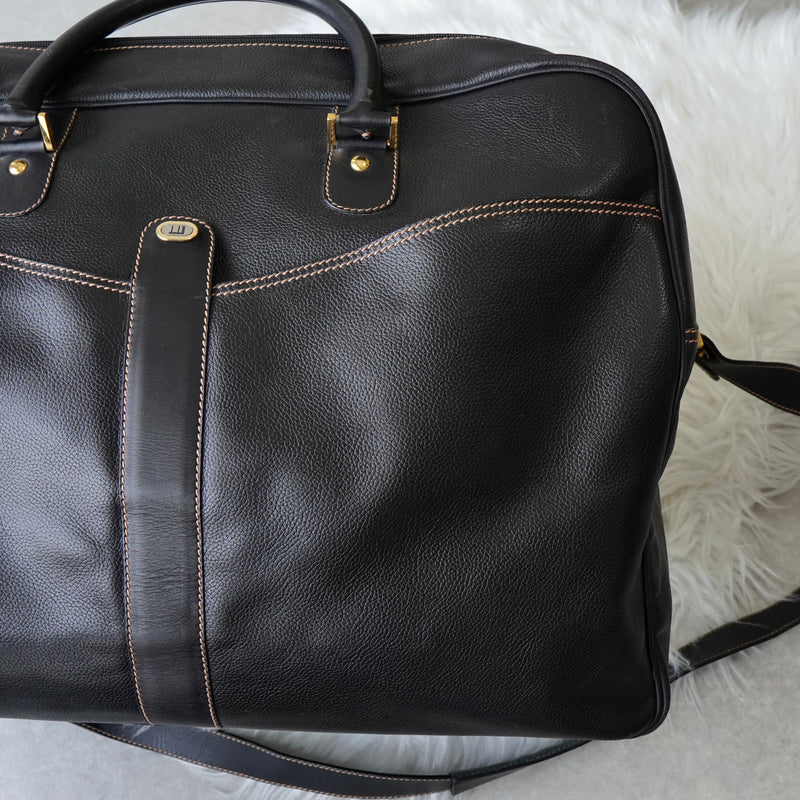Dunhill Leather 2-Way Boston Bag in Black