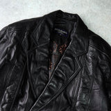 イヴ サンローラン ヴィンテージ 総裏地 YSLロゴボタン レザージャケット レザーブルゾン ブラック
