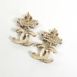 シャネル ココマーク クラウン ラインストーン フェイクパール ピアス GP レディース