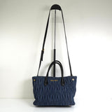 ミュウミュウ マテラッセ デニム / レザー 2way ハンドバッグ ショルダーバッグ ブルー / ブラック