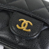 シャネル ココマーク マトラッセ キャビアスキン 三つ折り財布 ブラック A番台8桁