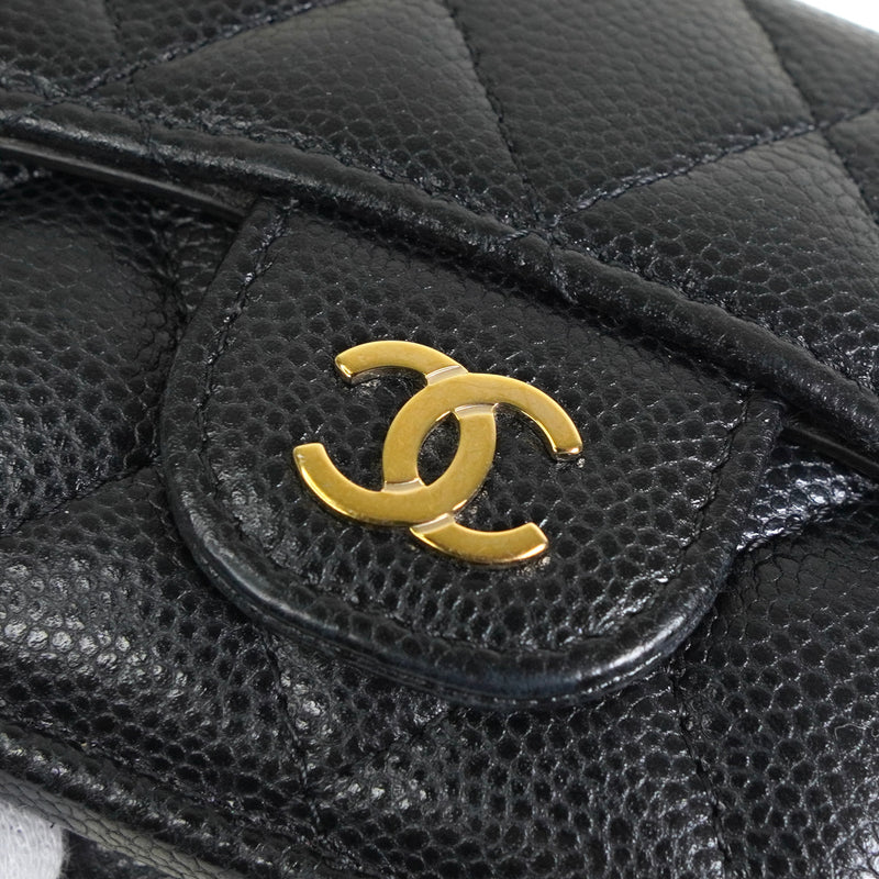 シャネル ココマーク マトラッセ キャビアスキン 三つ折り財布 ブラック A番台8桁