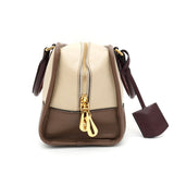 ロエベ アマソナ28 レザー バイカラー ハンドバッグ ベージュ / ブラウン