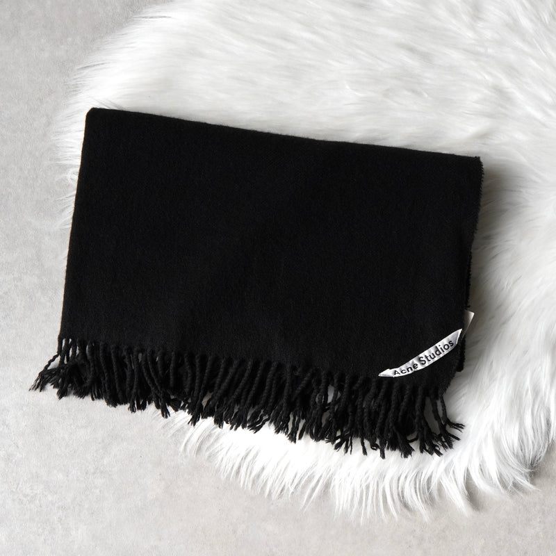 アクネ ストゥディオズ ロゴ ウール ストール マフラー ブラック