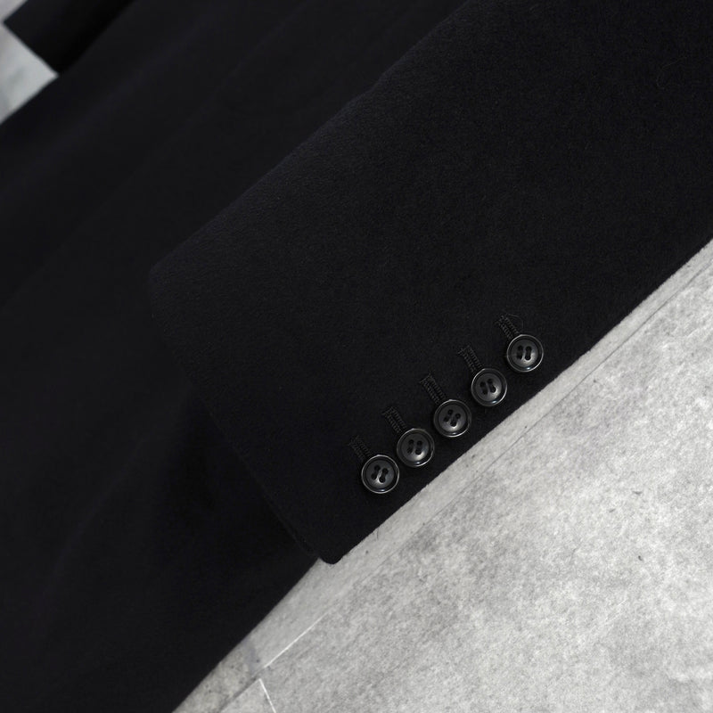 ジョンローレンスサリバン ベロア襟 アンゴラ ウール チェスターコート ブラック