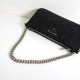 プラダ キルティング トライアングルロゴ テスート ナイロン 2way ショルダーバッグ チェーン ハンドバッグ ブラック