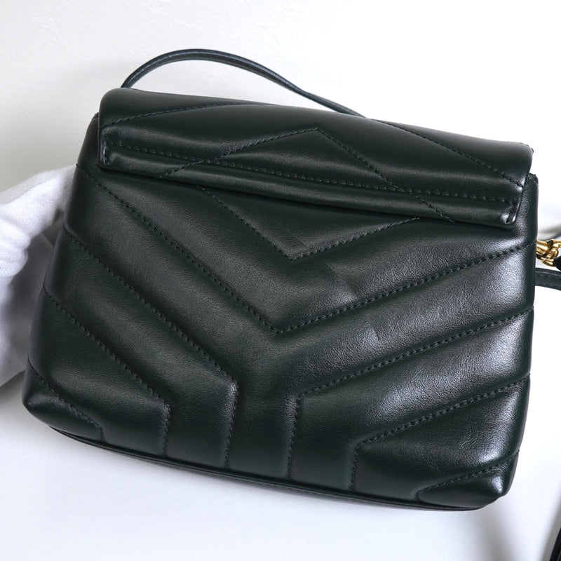 サンローラン YSLロゴ ルル レザー ショルダーバッグ グリーン