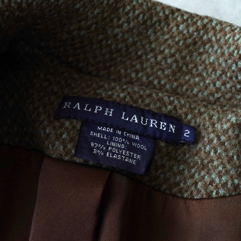 ポロ ラルフローレン シングル ツイード テーラードジャケット ブラウン レディース
