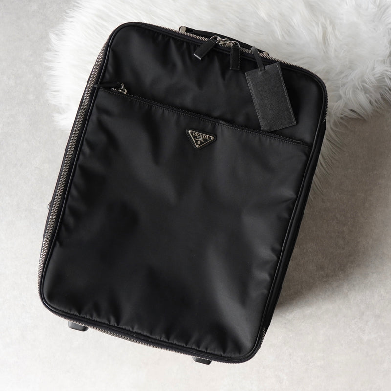 プラダ テスート ポコノ ナイロン / サフィアーノレザー トライアングルロゴ / キャリーバッグ ブラック