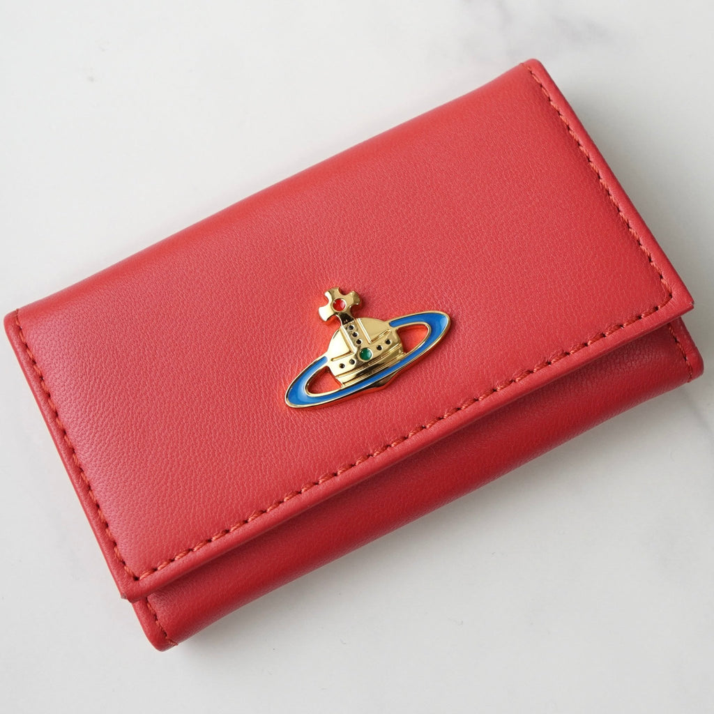 Vivienne Westwood Leather 6-Ring Orb Key Case, Pink, with Box