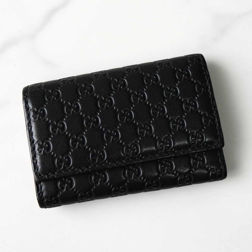 グッチ マイクログッチシマ キーケース 6連 レザー  ブラック