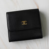 Chanel Coco Mark 皮革双折钱包，黑色，第 6 系列