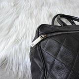 シャネル 6番台 ロゴ マトラッセ キャビアスキン ボーリングバッグ ミニボストンバッグ ブラック - NEWSED