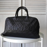 シャネル 6番台 ロゴ マトラッセ キャビアスキン ボーリングバッグ ミニボストンバッグ ブラック - NEWSED
