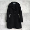 ジルサンダー レザー切り替え 変形 前立て ウールコート レディース ブラック / ホワイト
