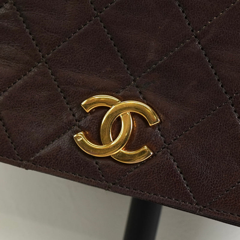 シャネル ココマーク マトラッセ ラムスキン チェーン ショルダーバッグ ブラウン 0番台7桁
