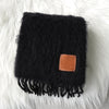 ロエベ アナグラム レザーパッチ モヘア マフラー ブラック
