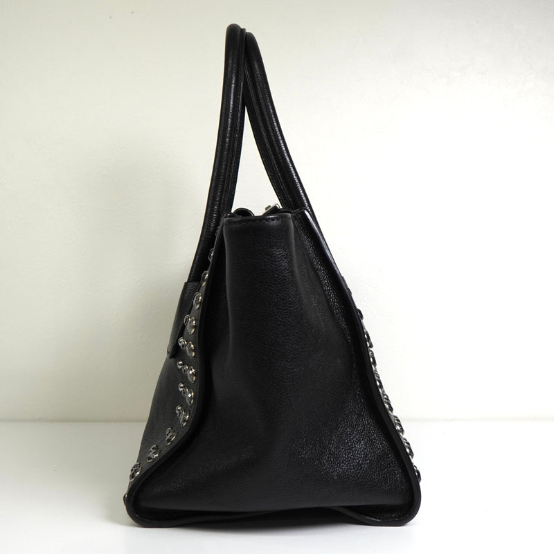 プラダ レザー ビジュー スタッズ 2way ハンドバッグ ショルダーバッグ ブラック