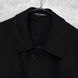 イヴサンローラン ヴィンテージ YSLロゴ ウール ステンカラーコート ブラック メンズ