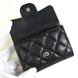 シャネル ココマーク マトラッセ キャビアスキン 三つ折り財布 ブラック A番台8桁