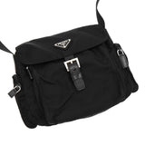 プラダ トライアングルロゴ テスート / レザー ショルダーバッグ ブラック