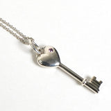 ティファニー ハートキー ピンクサファイア ネックレス 925 新品磨き済