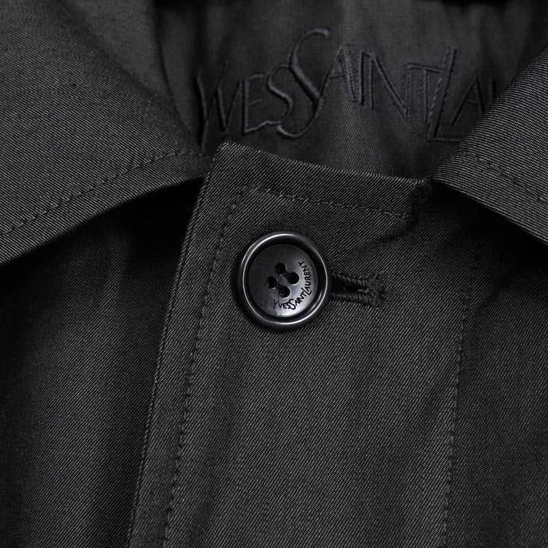 イヴサンローラン ヴィンテージ YSLロゴ ステンカラーコート ダークグレー