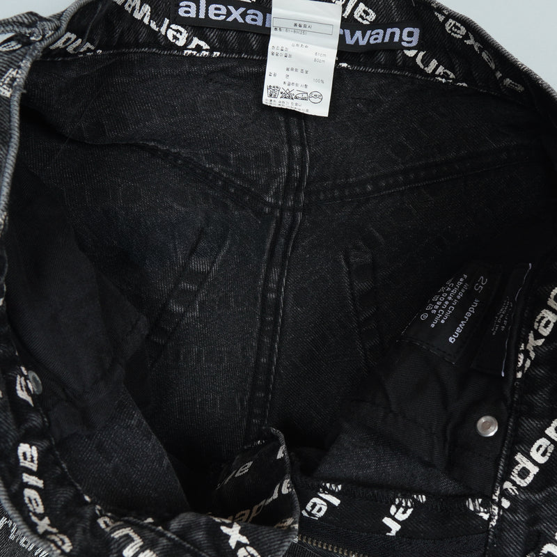アレキサンダー ワン ロゴ 総柄 デニム ブラック レディース