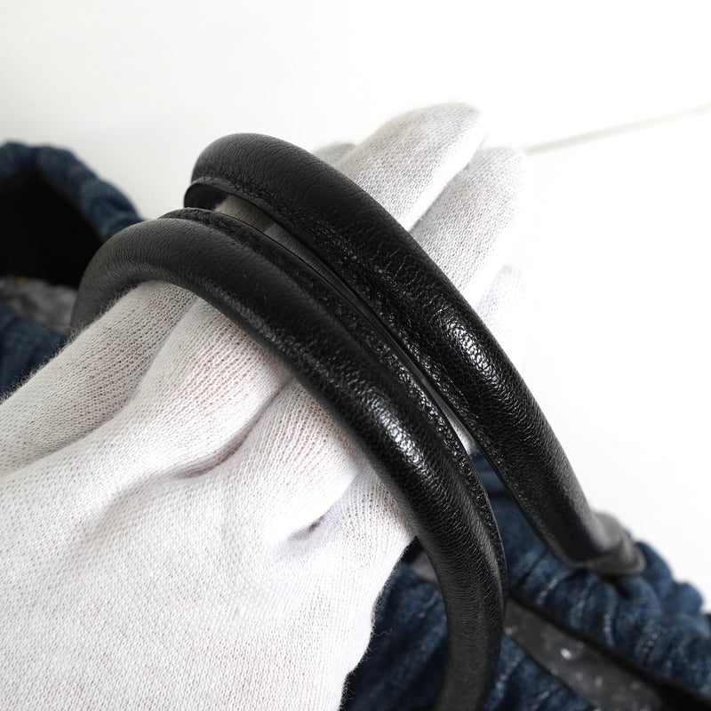 ミュウミュウ マテラッセ デニム / レザー 2way ハンドバッグ ショルダーバッグ ブルー / ブラック