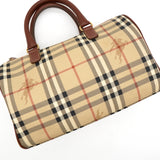 バーバリー ノバチェック PVC / レザー ミニボストンバッグ ハンドバッグ ベージュ レディース