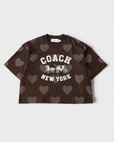 コーチ ホース アンド キャリッジ ハート クロップド Tシャツ オーガニック コットン XS ブラウン レディース