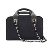 シャネル ドーヴィル キャンバス レザー 2way ハンドバッグ チェーンショルダーバッグ ブラック A番台8桁