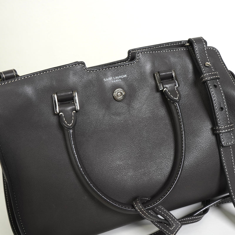 サンローラン ベイビーカバス レザー 2way ハンドバッグ ショルダーバッグ グレー