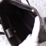 Vintage Black × Dark Brown Leather Tote Bag