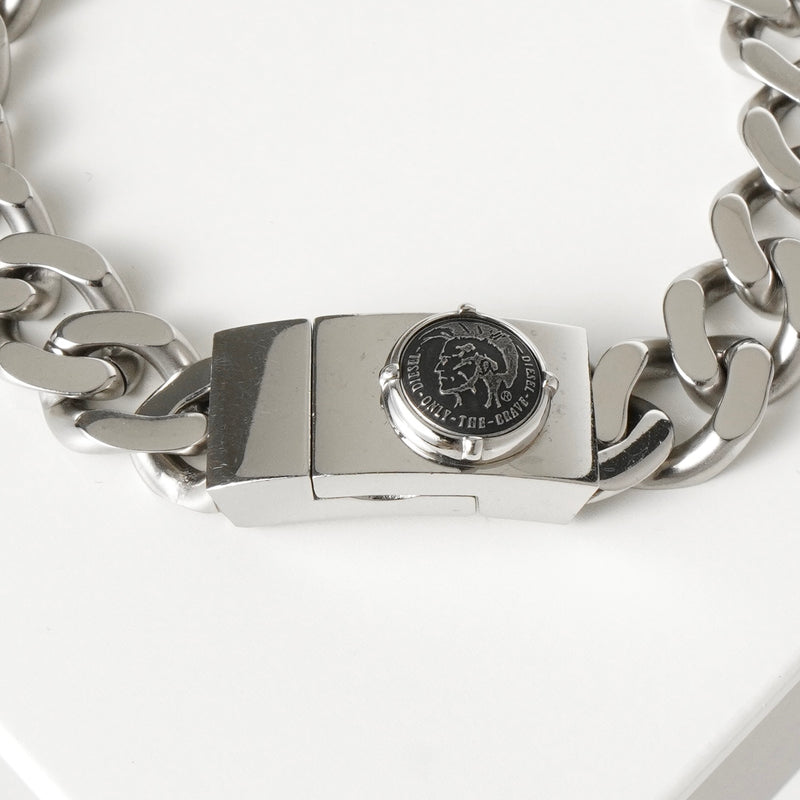 ディーゼル ロゴ プレート ステンレス チェーン ブレスレット シルバー メンズ 箱付き