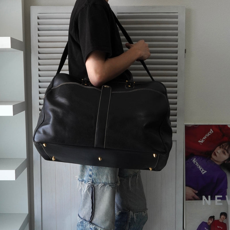 Dunhill Leather 2-Way Boston Bag in Black