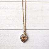 Rhinestone Heart Motif Gold Necklace