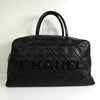 シャネル スポーツライン マトラッセ キャビアスキン ボーリングバッグ ボストンバッグ ブラック 6番台7桁