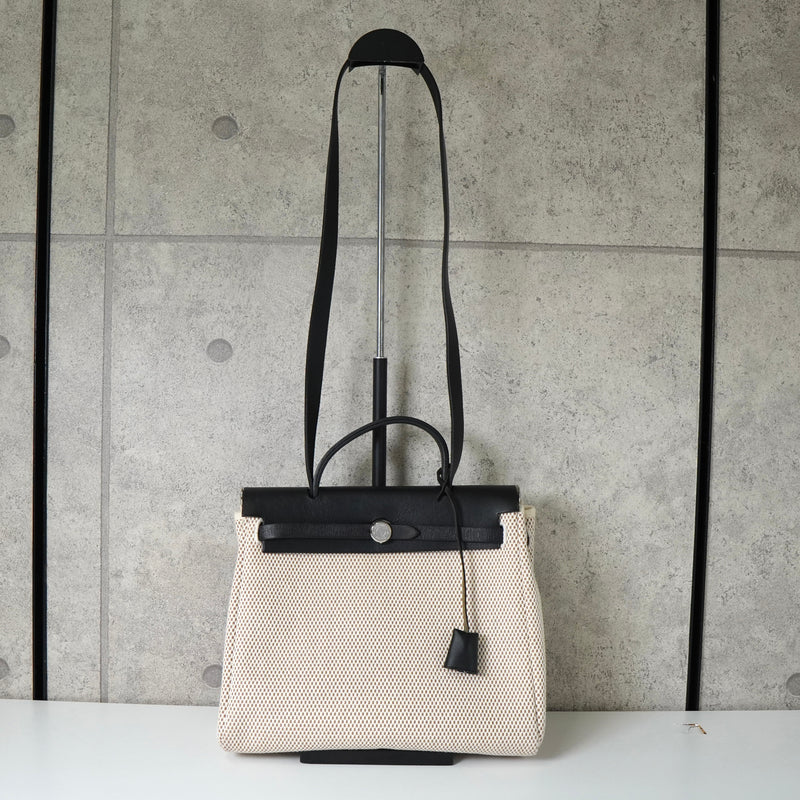 エルメス エールバッグPM トワルアッシュ 2way ハンドバッグ ショルダー ベージュ / ブラック □H刻
