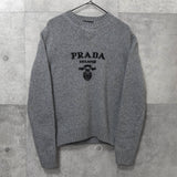 プラダ ロゴ カシミヤ ウール ニット グレー レディース