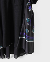 サカイ シルク 異素材 ドッキング Tシャツ ブラック サイズ2 レディース