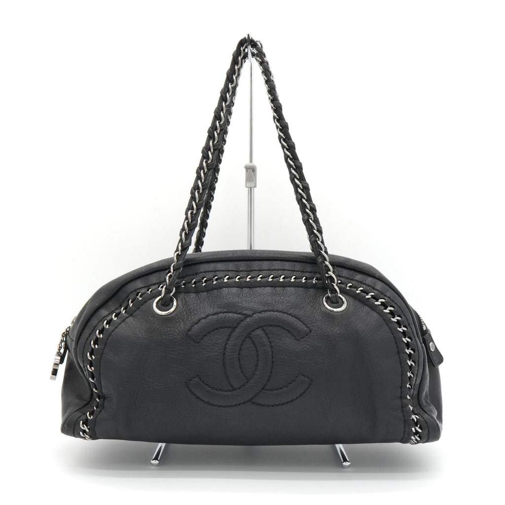 シャネル ココマーク ラグジュアリーライン レザー チェーン ショルダーバッグ ボーリングバッグ ブラック 1番台8桁