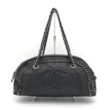 シャネル ココマーク ラグジュアリーライン レザー チェーン ショルダーバッグ ボーリングバッグ ブラック 1番台8桁